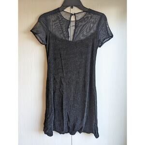 Y2K Women's Black Short Sleeve Round Neck Mesh Sparkle Mini Dress Size S